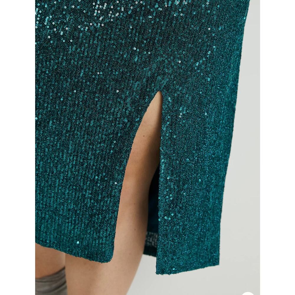 Anthropologie Maeve Alicia Sequined Midi Skirt Green Size Small - Picture 6 of 12